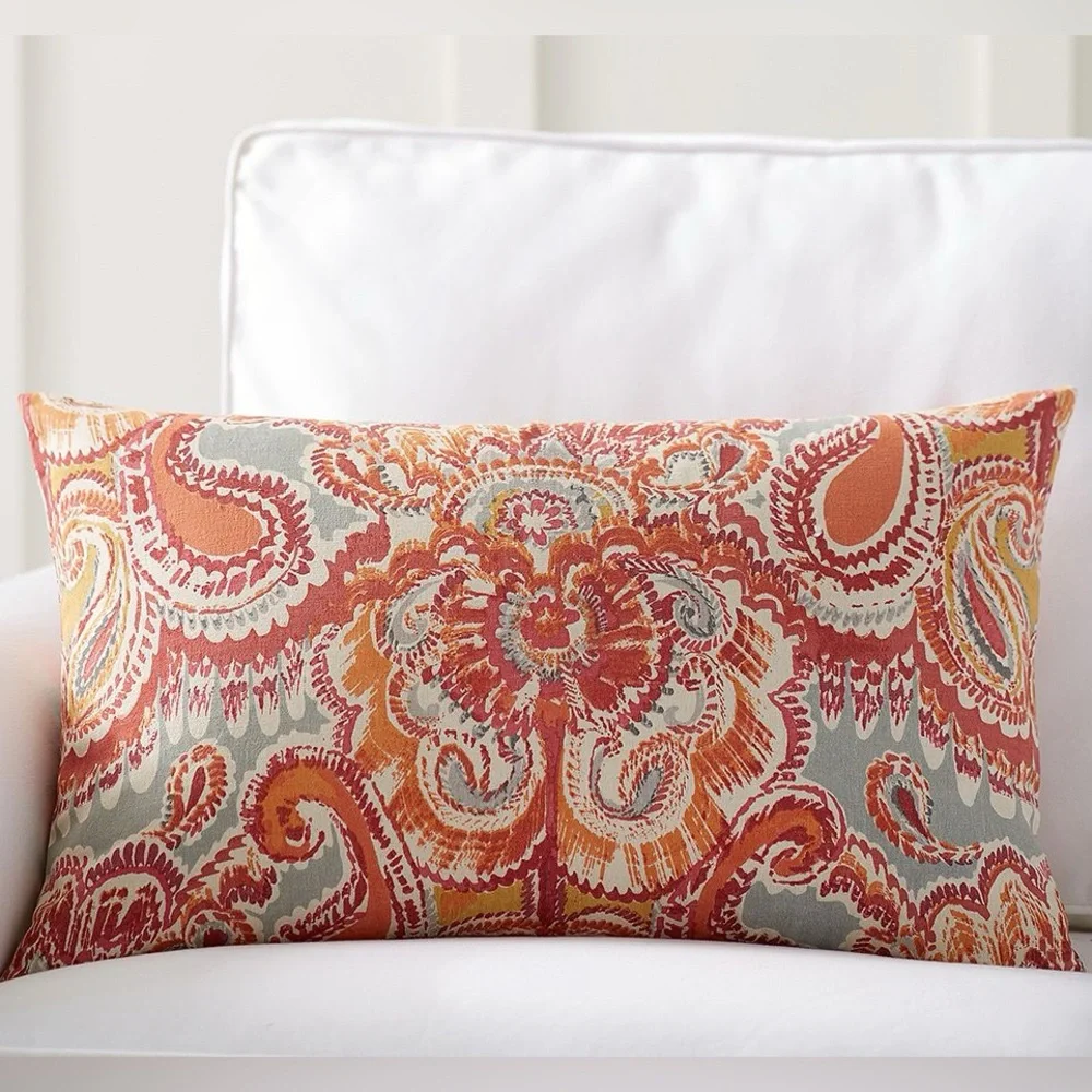 pottery barn | Marie Paisley Print Lumbar Pillow Cover